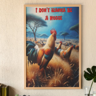 Affiche Rooster Majestueux Au Milieu D'Un Jardin Verdoyant
