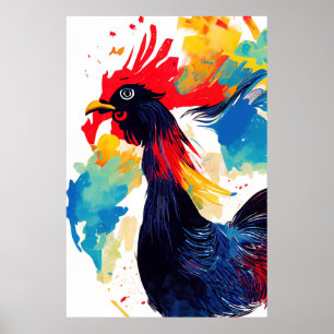 Affiche Rooster Wild Nature Animal Couleur Art Peinture
