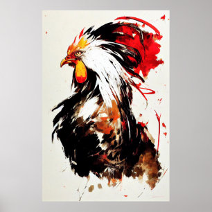 Affiche Rooster Wild Nature Esprit libre Art Peinture de p