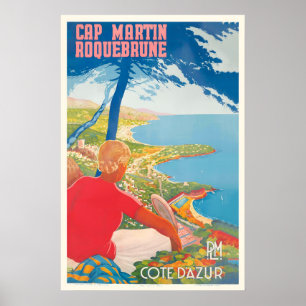 Affiche Roquebrune-Cap-Martin Cote d'Azur France PLM