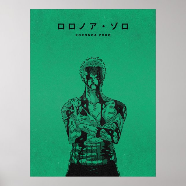 Affiche Roronoa Zoro Green Style Manga (Devant)