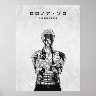 Affiche Roronoa Zoro One Piece Minimalist Manga