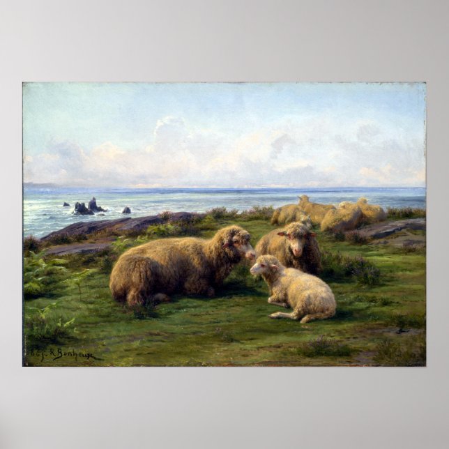 Affiche Rosa Bonheur Moutons au bord de la mer (Devant)