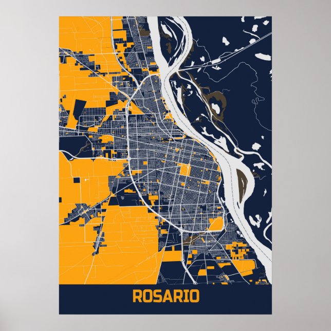 Affiche Rosario - Argentine Bluefresh City Map (Devant)