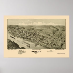 Affiche Roscoe, PA Carte panoramique - 1902