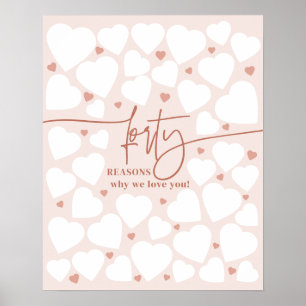 Affiche Rose 40 Raisons Nous Vous Aimons Coeurs Cadeau Ann