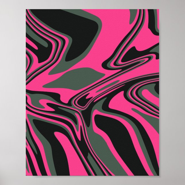 Affiche Rose Abstrait, vert foncé et noir (Devant)