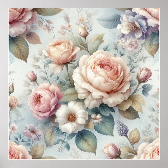 Affiche Rose antique chic Shabby (Devant)