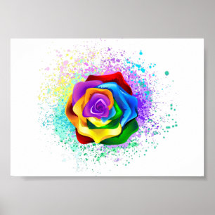 Affiche Rose arc-en-ciel coloré