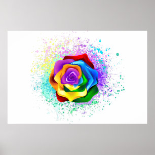 Affiche Rose arc-en-ciel coloré