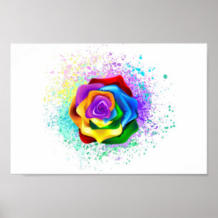 Affiche Rose arc-en-ciel colorée