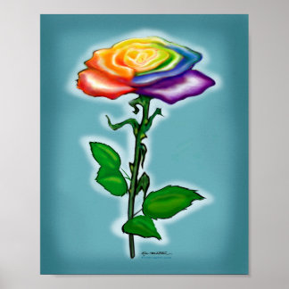 Affiche Rose arc-en-ciel unique