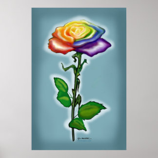 Affiche Rose arc-en-ciel unique