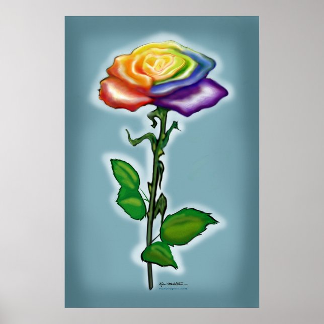 Affiche Rose arc-en-ciel unique (Devant)