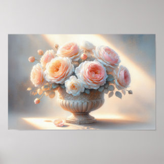 Affiche Rose avec Art de Vase
