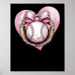 Affiche Rose Avec Bow Et Coeur - Sote Softball Aesthétique