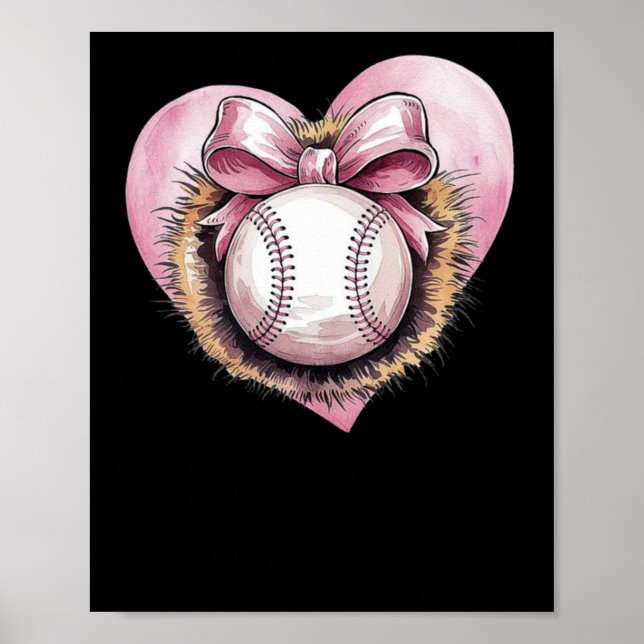 Affiche Rose Avec Bow Et Coeur - Sote Softball Aesthétique (Devant)