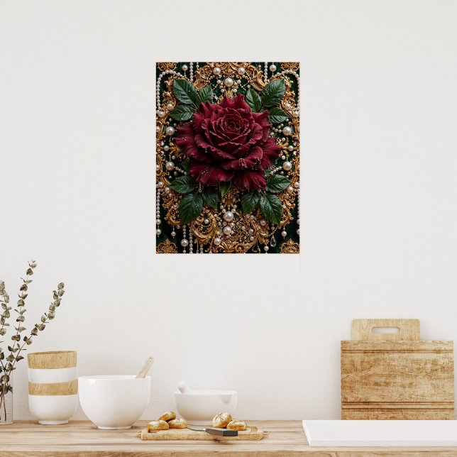 Affiche Rose Baroque Bourgogne  (Cuisine)