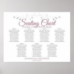 Affiche Rose & blanc Élégant 7 Mariage de table