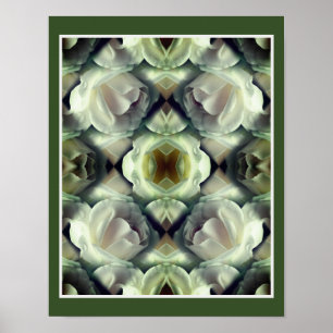 Affiche Rose blanche miroir floral art Abstrait