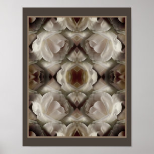 Affiche Rose blanche miroir floral Art Abstrait Vintage