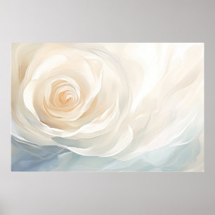 Affiche Rose blanche peinture abstraite