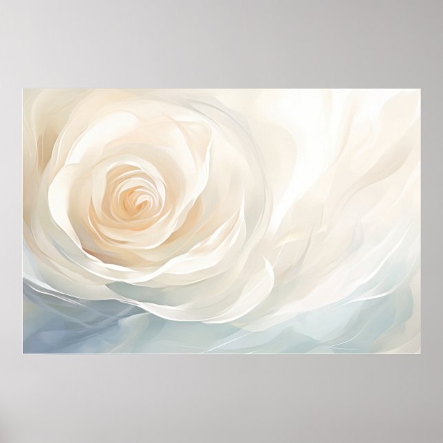 Affiche Rose blanche peinture abstraite (Devant)