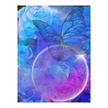 Rose bleu et papillon bleu