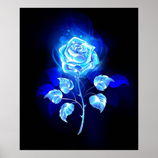 Affiche Rose bleue brûlante (Devant)