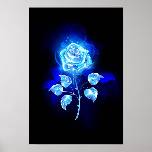 Affiche Rose bleue brûlante (Devant)