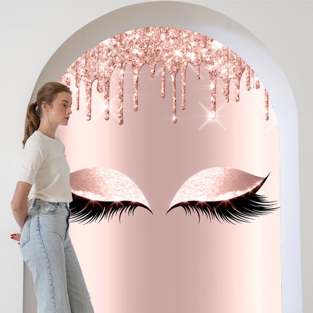 Affiche Rose Blush Parties scintillant Drives Eyelashes Be (Rose Blush Glitter Drips Eyelashes Makeup Beauty Poster)