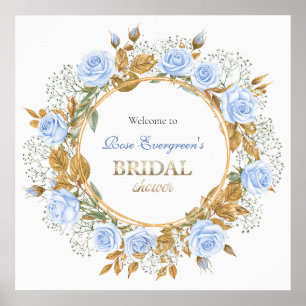 Affiche Rose Bridal Bleue Embrassée d'Or