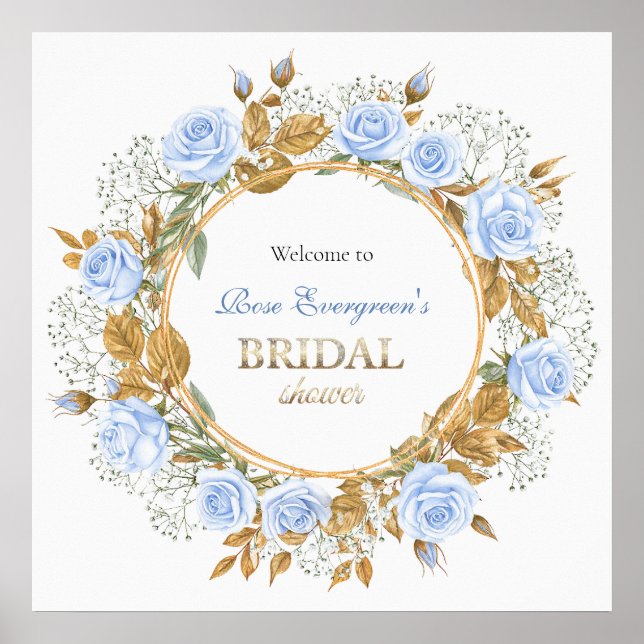 Affiche Rose Bridal Bleue Embrassée d'Or (Devant)