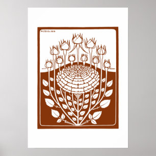 Affiche Rose Bush (1919) par Julie de Graag Vintage Woodcu