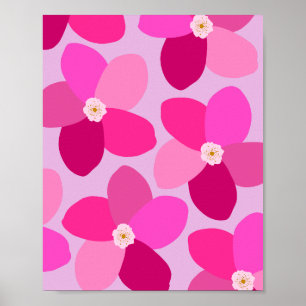 Affiche Rose chaud rétro floral