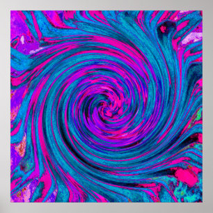 Affiche Rose Chaud, Violet et Bleu Abstrait Rétro Tourbill