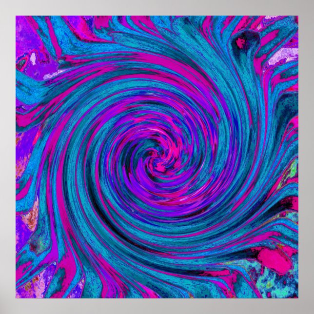 Affiche Rose Chaud, Violet et Bleu Abstrait Rétro Tourbill (Devant)