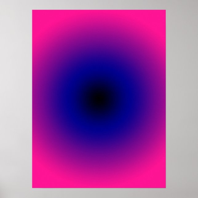 Affiche Rose Chaude Violet Bleu Foncé et Dégradé Noir (Devant)