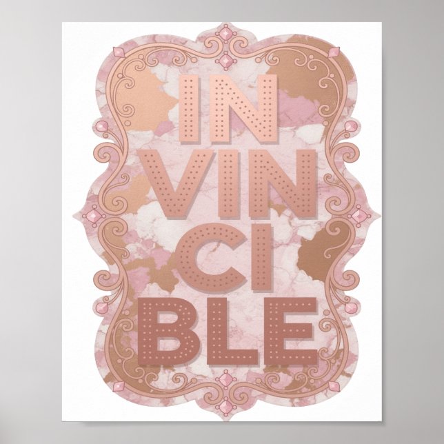 Affiche Rose chic design IN VINCIBLE (Devant)