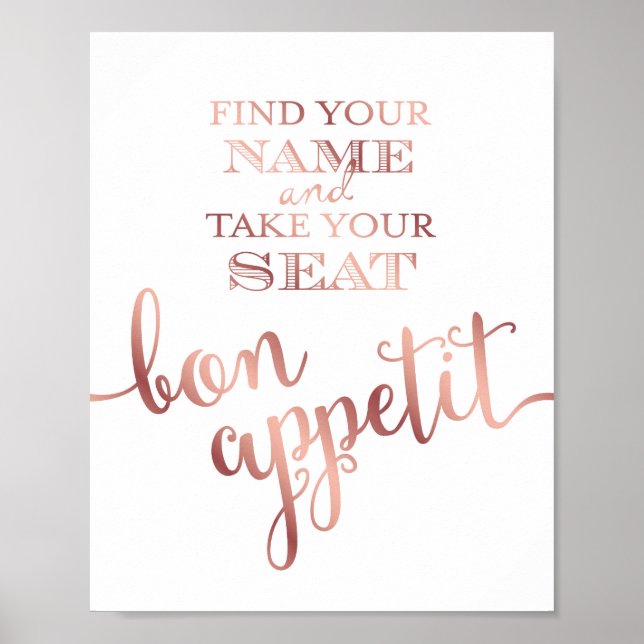 Affiche Rose Chic Gold BON APPÉTIT Signe Imprimer (Devant)