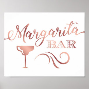 Affiche Rose chic Gold MARGARITA BAR Signe Imprimer