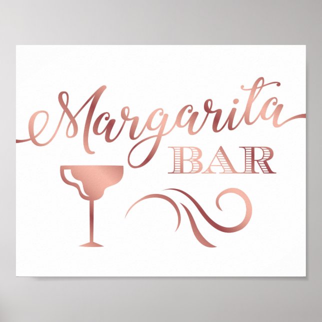 Affiche Rose chic Gold MARGARITA BAR Signe Imprimer (Devant)