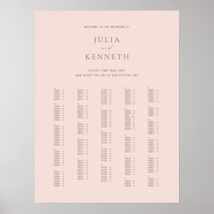 Affiche Rose classique élégant Mariage alphabétique 