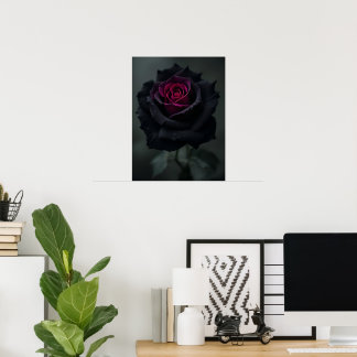 Affiche Rose Cœur Noir