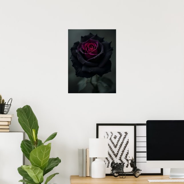 Affiche Rose Cœur Noir  (Bureau à domicile)