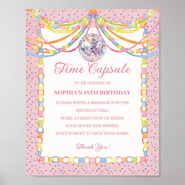Affiche Rose Cue le Confetti Anniversaire Capsule Temporel (Devant)