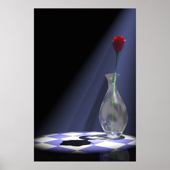Affiche rose dans le vase (Devant)