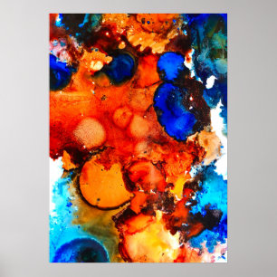 Affiche Rose d'art abstrait orange rouille