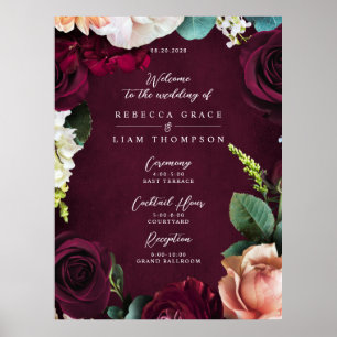 Affiche Rose de Bourgogne Ranunculus Mariage Bienvenue