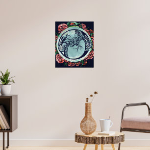 Affiche Rose de la déesse de chat